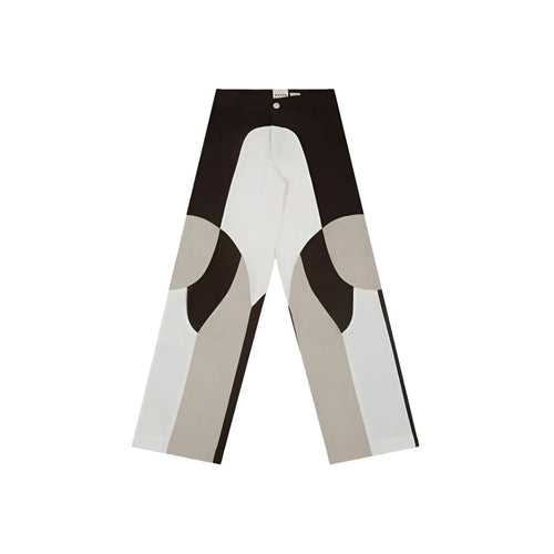 Border Panelled Trousers- Beige