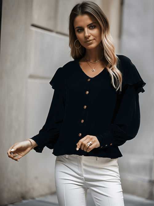 Black Textured Crepe Top