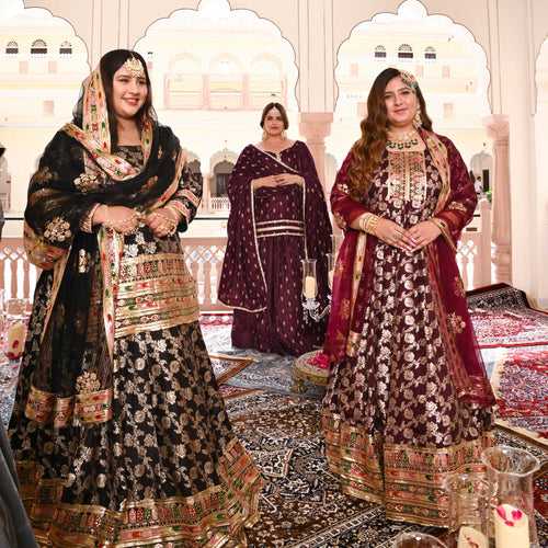 Platinum Black Banarasi Embroidered Lehenga Set