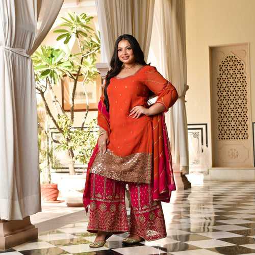 Rani & Rust Sparkle Sequin Embroidered Pure Georgette Suit Set