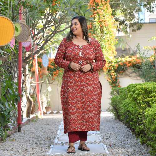 Terra Tint Woollen Mirror Embroidered Kurta