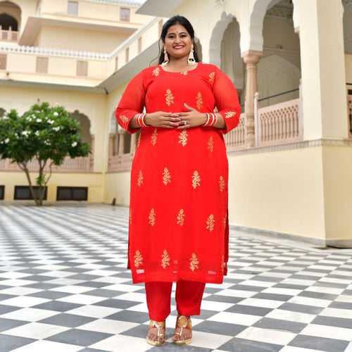 Crimson Red Banarasi Pure Georgette Kurta