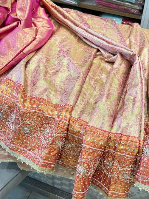 Hand Embroidery Kanjivaram Silk Saree