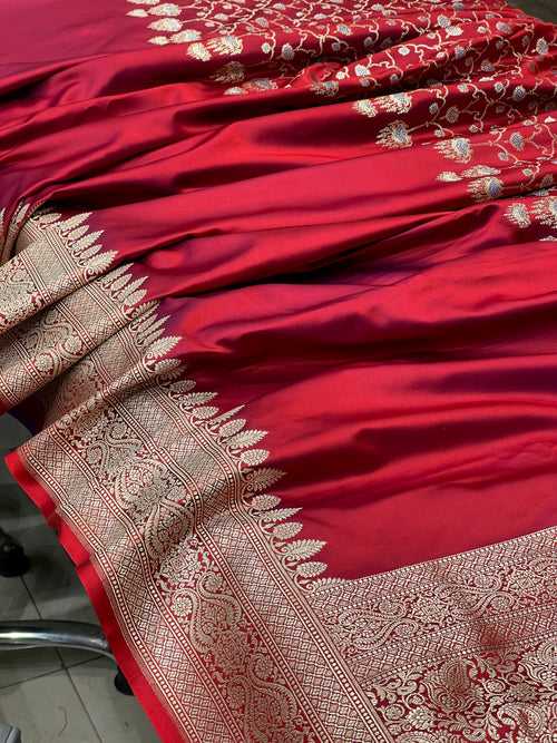 Maroon Banarasi Silk Half n Half Saree