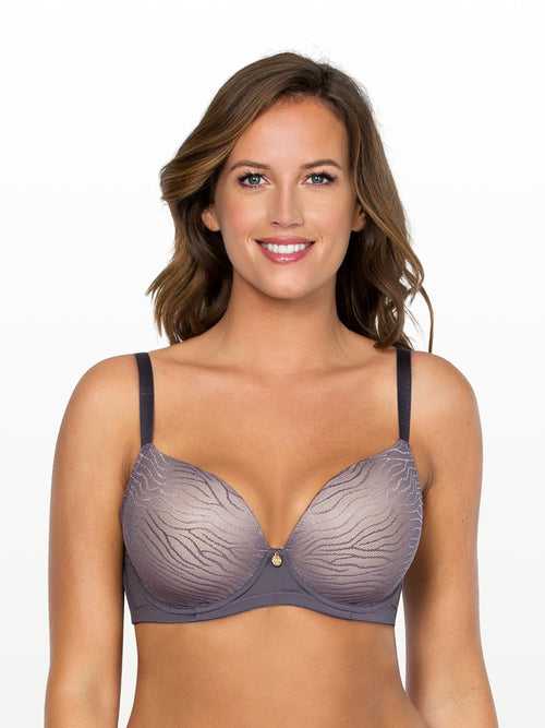 Ellie Contour Plunge Bra - Pewter w European Nude - P5081