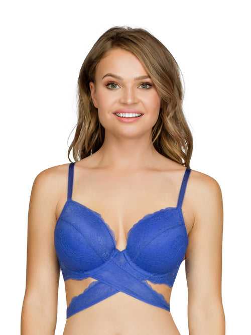 Amour Cross Plunge Padded Bra - Dazzling Blue - A1471