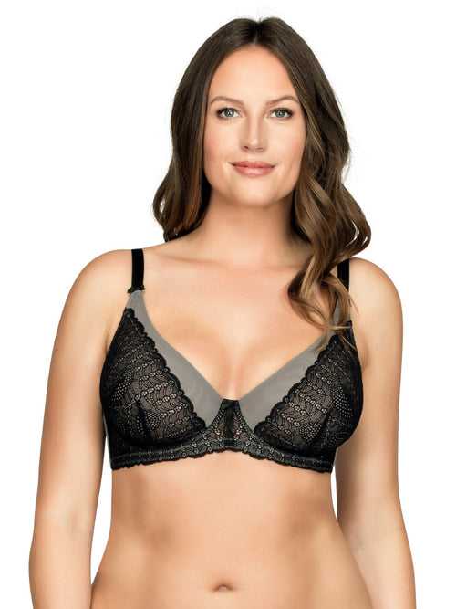 Vanna unlined wire bra - Black w gray - P5702