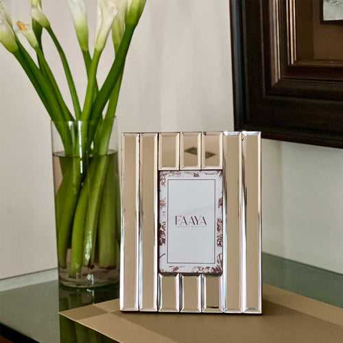 Small Amadeus Bevelled Glass Photo Frame - Champagne