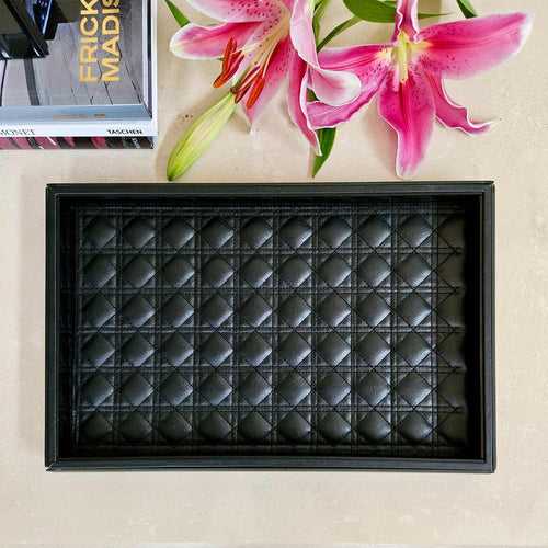 Small Amadeus Bevelled Glass Tray - Black