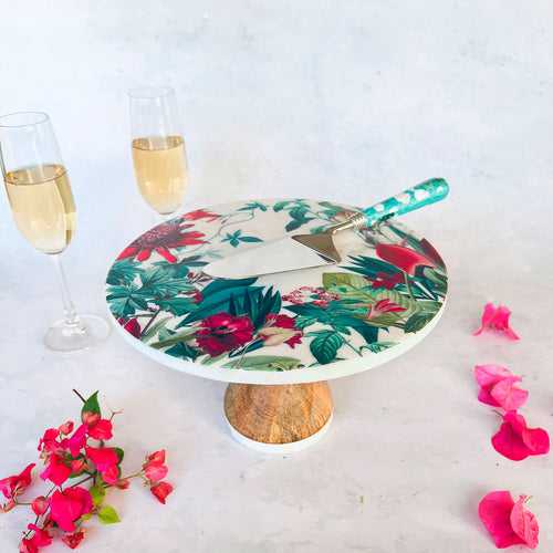 Marble Cake Stand With Cake Server - Chilean Deco