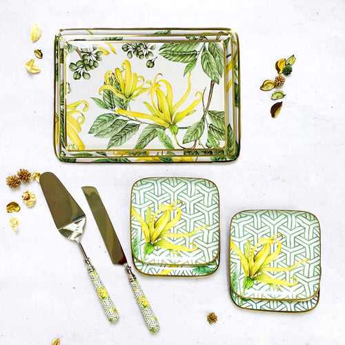 Serving Platters With Server & Knife Duo, Gift Set of 9 - Borneo Botanicals Citrine