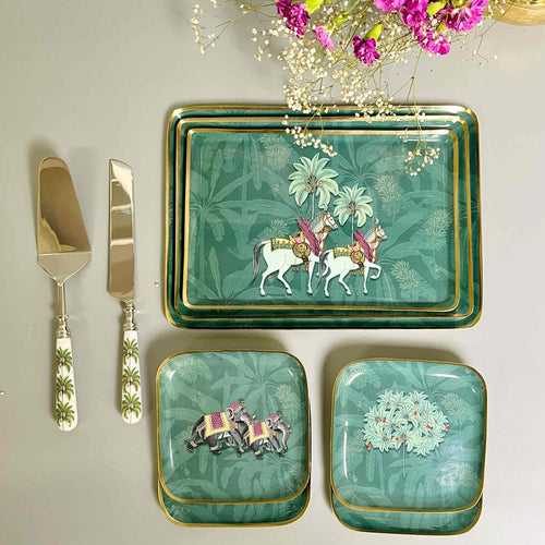 Serving Platters With Server & Knife Duo, Gift Set of 9 - Royal Rambagh