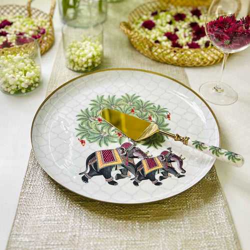 Round Serving Platter with Server - Gift Set of 2 - Rambagh Regalia