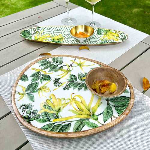 Oval Platters With Dip Bowls, Gift Set of 2 - Borneo Botanicals Citrine