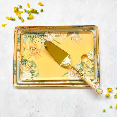 Serving Platters with Server, Gift Set of 4 - Lisbon Lemon