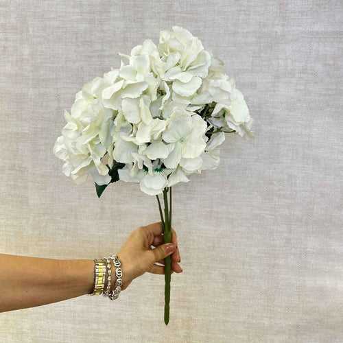 Artificial Hydrangea Flower Stick - White