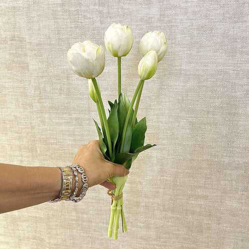 Artificial Tulip Flower Bunch - White