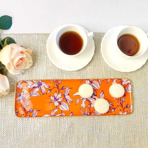 Long Serving Tray - Orange Orchids