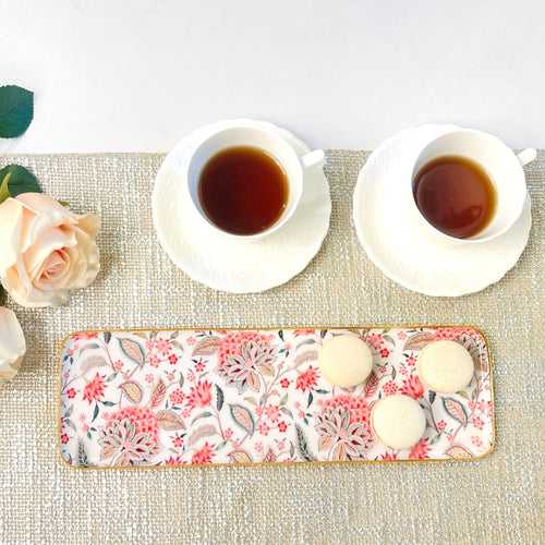 Long Serving Tray - Red Paisley