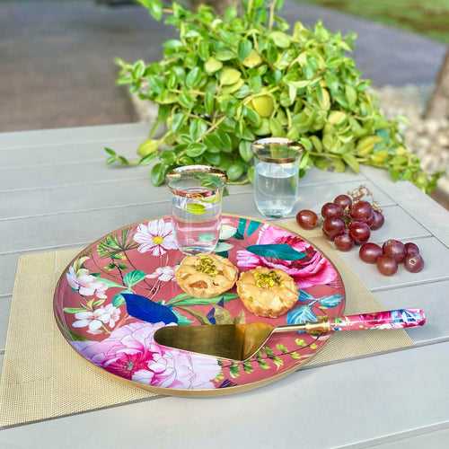 Round Serving Platter With Server, Gift Set of 2 - Windsor Blooms