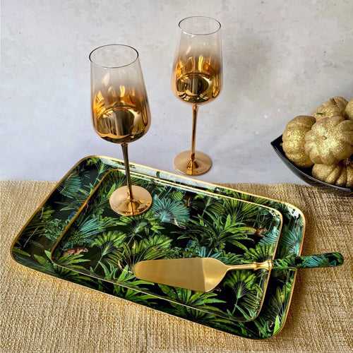 Serving Platters With Server, Gift Set of 3 - Amazonia Night