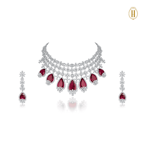 Legacy Diamond and Red Tourmaline Necklace set