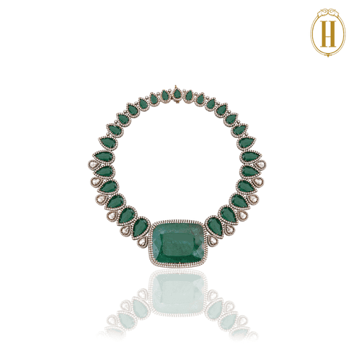Legacy Emeralds and Uncut Diamonds Necklace