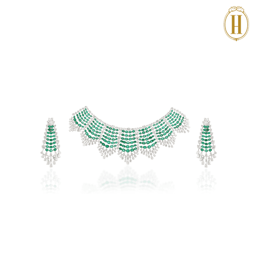 Legacy Emerald and Diamond Scallop Necklace Set