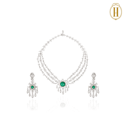 Legacy Diamond and Emerald Art Deco Necklace Set
