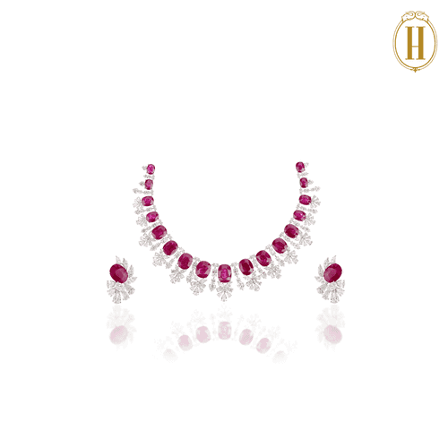 Legacy Diamond and Ruby Florets Necklace Set