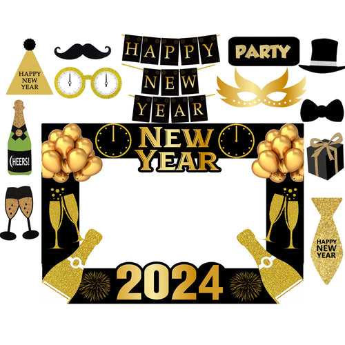 New Year Party Selfie Photo Booth Frame & Props