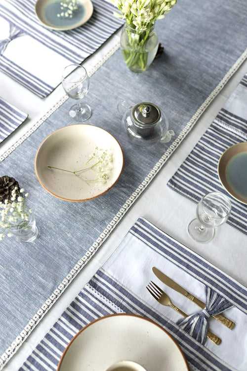 LAGOM - Dining Set Of Table Runner And 8 Table Mats.