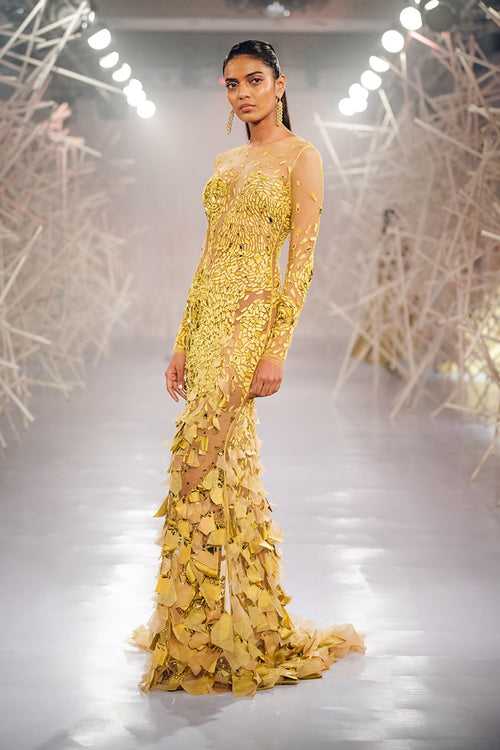 Rosa Sheer Gown - Yellow