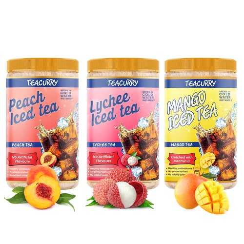 Fruit Iced Tea Combo Pack of 3: Peach, Litchi, and Mango (160 Grams Each)