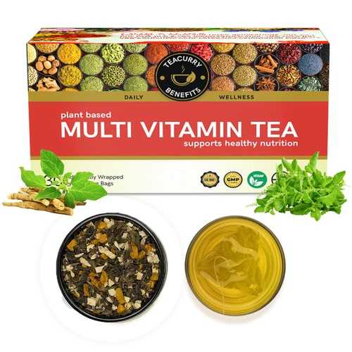 MultiVitamin Tea - Source of Vitamin A, B6, B12, C, D, K, Iron and Minerals - Multivitamin Wellness Tea