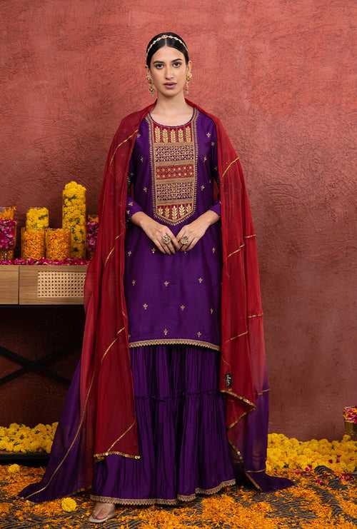 Purple Yoke Rooh Sharara Set