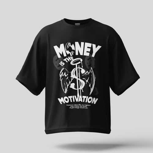 MONEY IS MOTIVATION BLACK OVERSIZED T-SHIRT