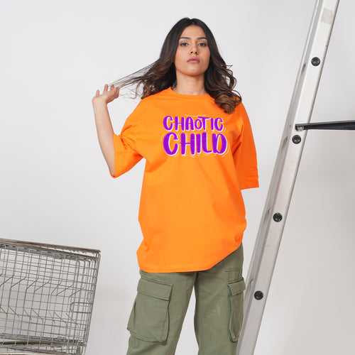 CHAOTIC CHILD ORANGE OVERSIZED T-SHIRT