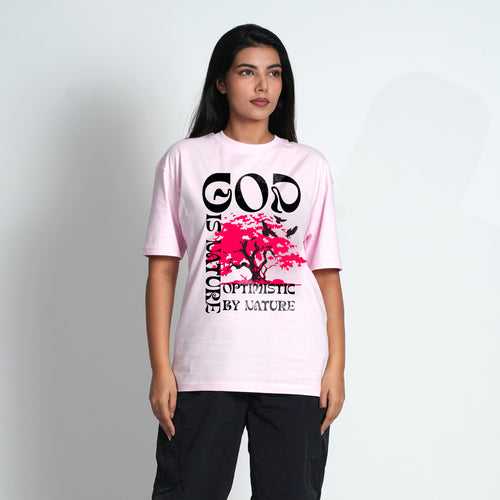 GOD IS NATURE PINK OVERSIZED T-SHIRT