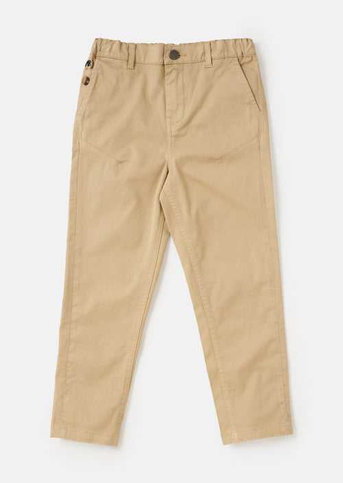 Boys Brown Cotton Smart Pants