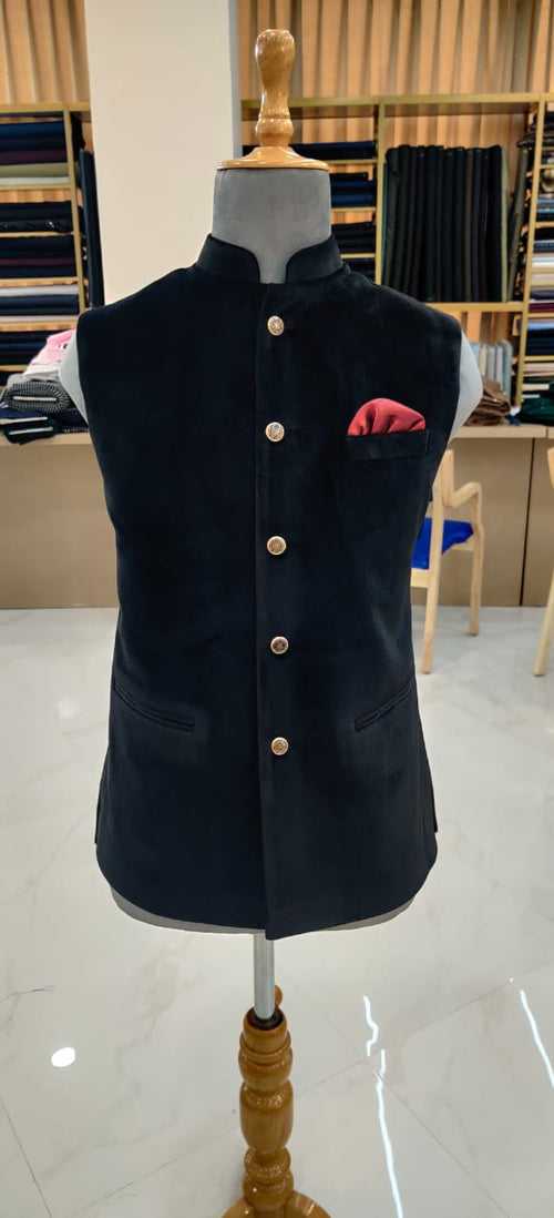 Black Velvet Nehru Jacket for Men