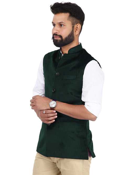 Green Nehru Jacket for Men