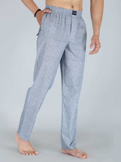 Grey Busy Dotted Printed Pure Cotton Pajamas For Men