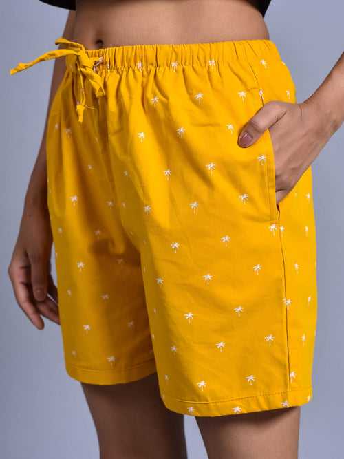 Mustard Tree Printed Cotton Boxers for Women