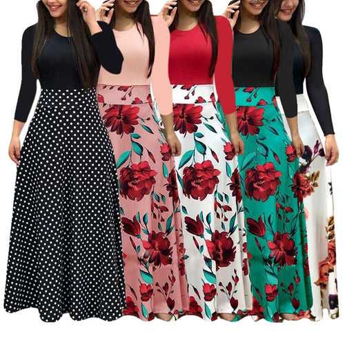 BlackTree Maxi Dress Elegant Print Party Dress Polka Dot Dress  for Women .