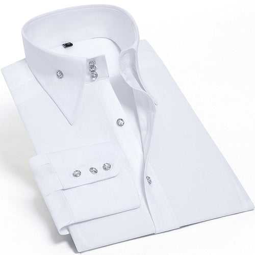 Casual Long Sleeve Slim-Fit Hand Sewing Men's Shirts.