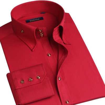 Casual Long Sleeve Slim-Fit Hand Sewing Men's Shirts.