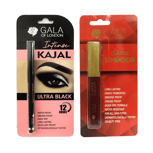 Gala of London Intense Kajal - Ultra Black & Classic sindoor - Maroon