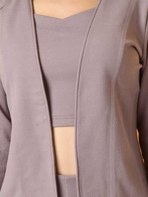 Women's Lavender Solid Jacket  - Myshka