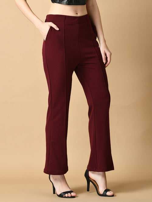 Women's Magenta  Flared Party  Trouser - Myshka